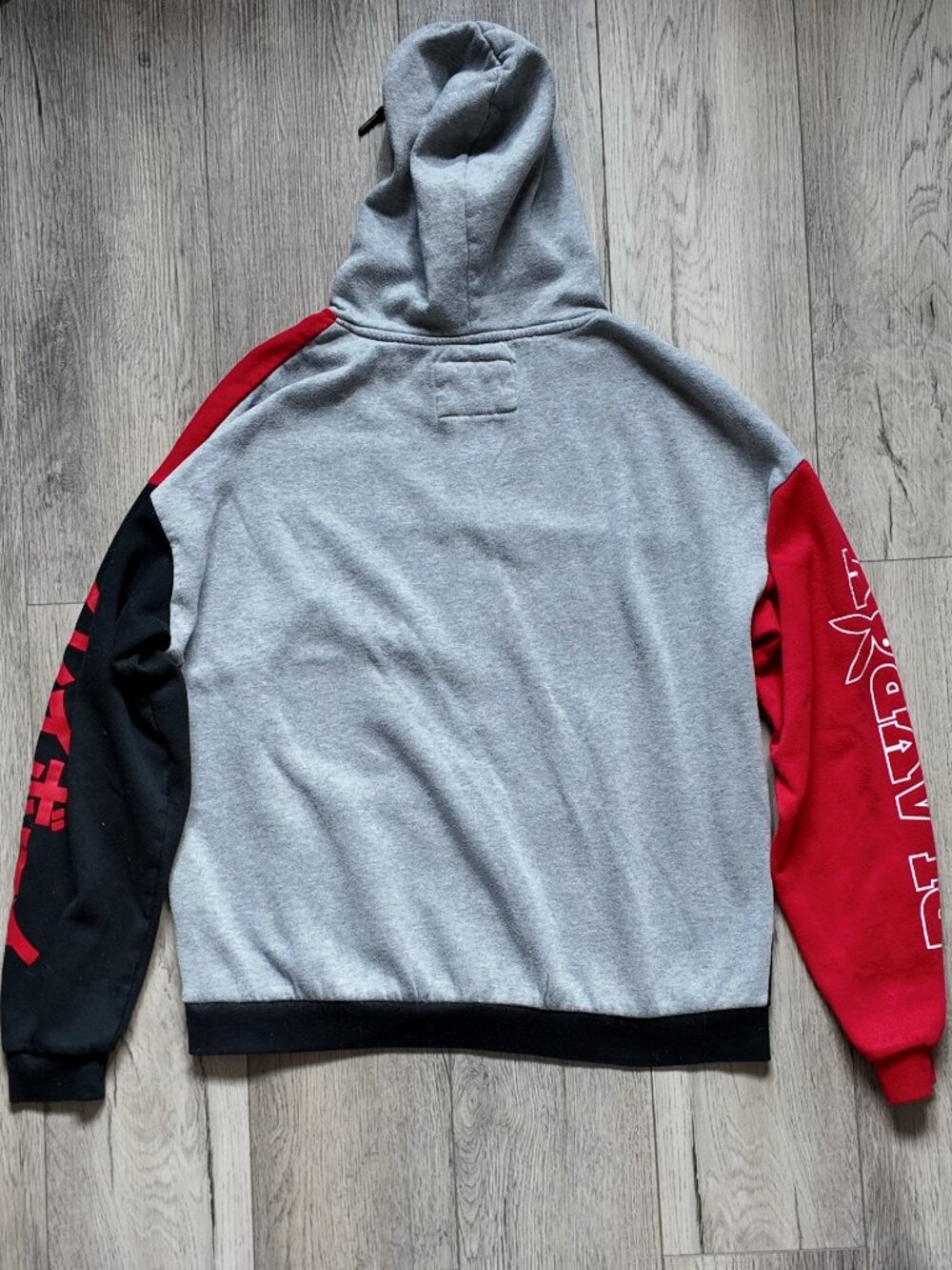 Playboy Color Block Hoodie Grey Red Y2K Japanese Graphic Men's Size Large L - Picture 2 of 6